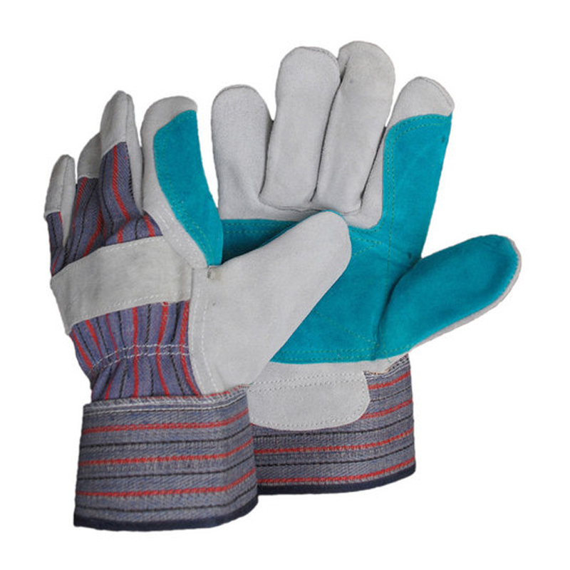 LG008 더블 레이어 소가죽 고무 커프 보호 장갑